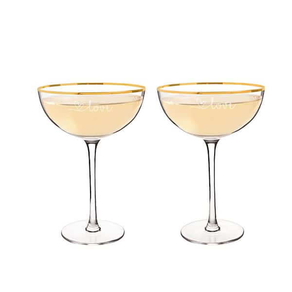 Letter E Cathy's Concepts 1230-2-E Set of 2 Cathys Concepts Personalized Champagne Coupe Toasting Flutes 