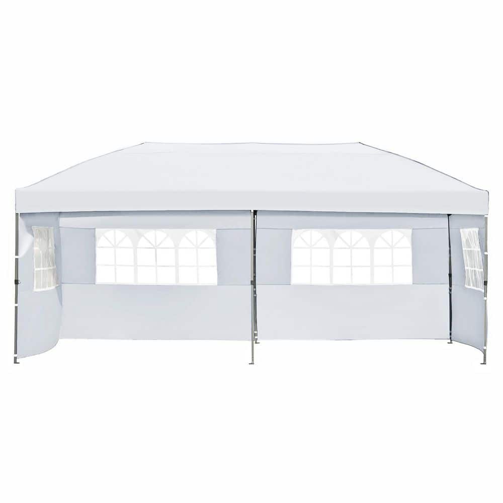 10 ft. x 20 ft. White Pop Up Canopy with Sidewalls and Wheeled Bag