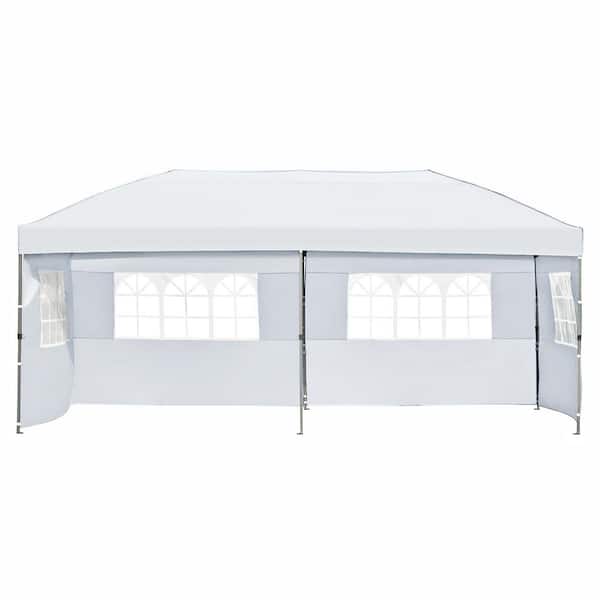 Unbranded 10 ft. x 20 ft. White Pop Up Canopy with Sidewalls and Wheeled Bag