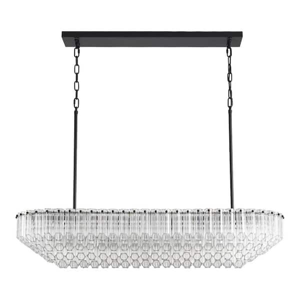 43 in. Modern Oval Chandelier, 12-Light Luxury Black Kitchen island Chandelier, for Living Room Bedroom Dining Room