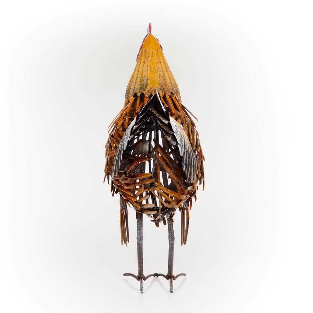 Golden Brown 16" Metal Hen Lawn Decoration