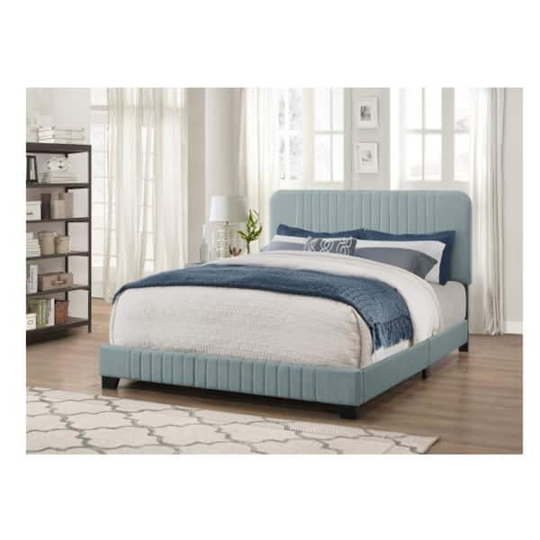 Pulaski Furniture All-in-One Blue King Bed with Channeled Headboard and Footboard