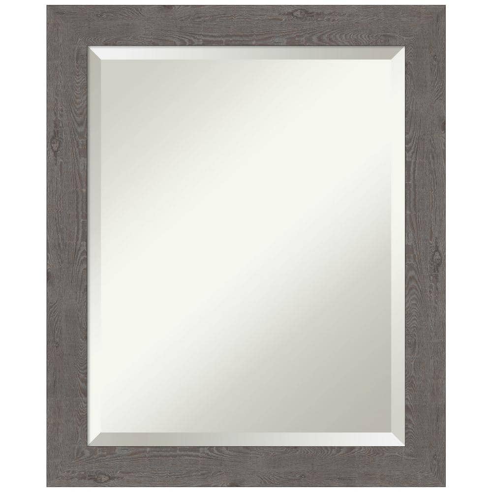 Rustic Grey Wood Framed Rectangular Bathroom Vanity Mirror