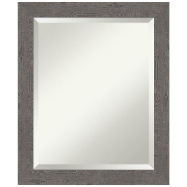 Medium Rectangle Distressed Grey Beveled Glass Modern Mirror (23.25 in. H x 19.25 in. W)