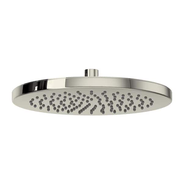 1-Spray 10 in. Single Wall Mount Fixed Rain Shower Head in Polished Nickel