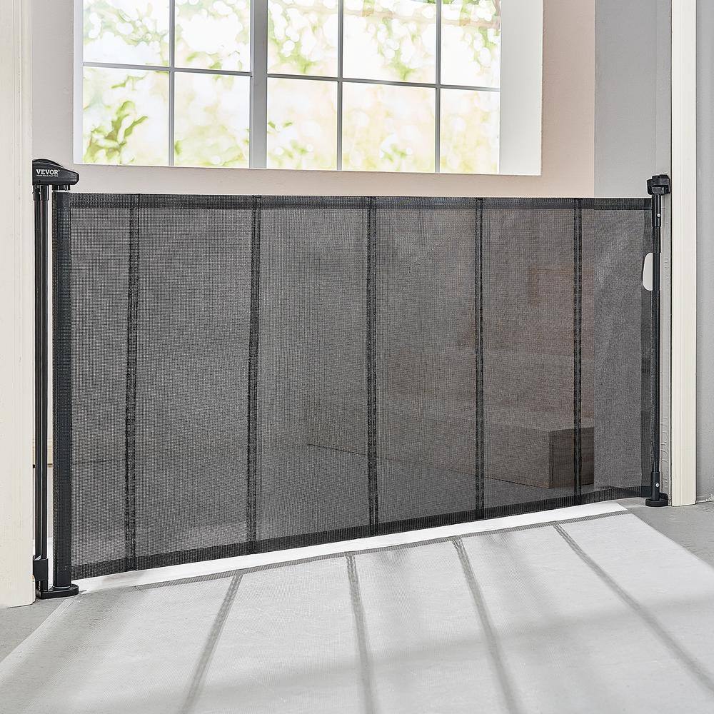 Black Retractable Plastic Stairway Safety Gate