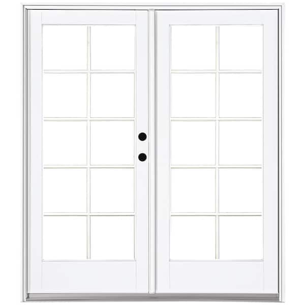 MP Doors 60 in. x 80 in. Fiberglass Smooth White Left-Hand Inswing Hinged Patio Door with 10-Lite SDL