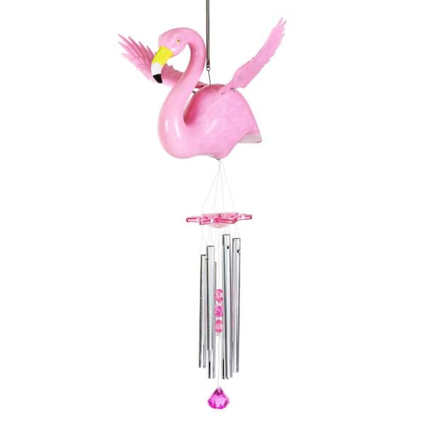 Exhart Flamingo Fluttering Wings Plastic Wind Chimes