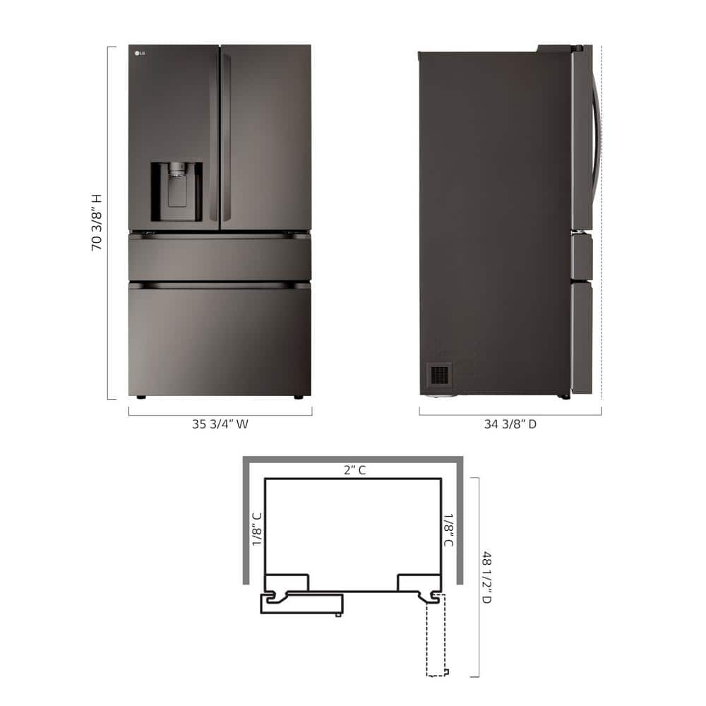 Black Stainless Steel Smart French Door Refrigerator with Ice Maker