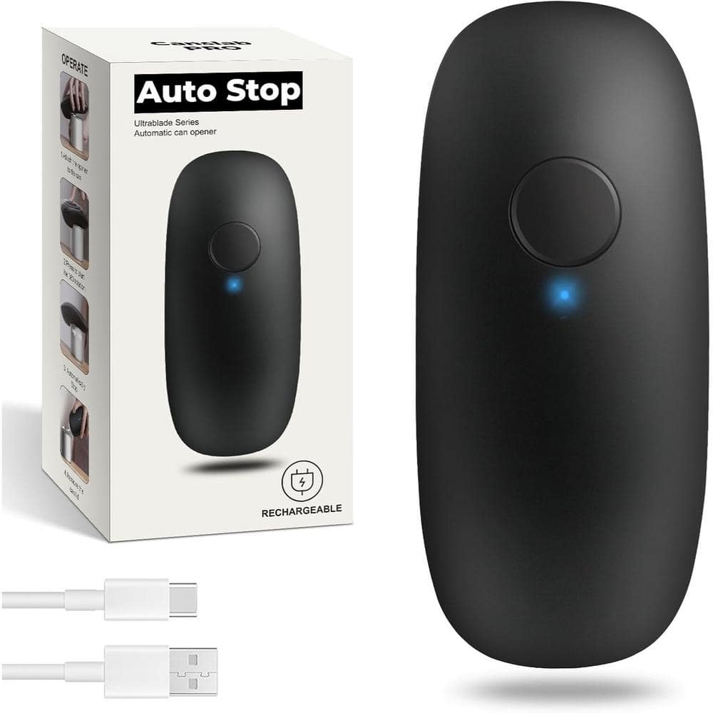 Black Stainless Steel Rechargeable Electric Handheld Can Opener