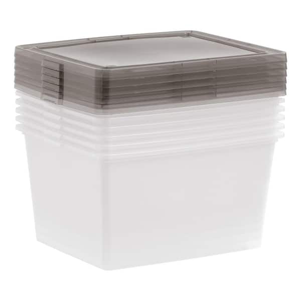  IRIS USA 24.5 Qt Plastic Stackable Storage Container Bin with  Latching Lid, 4 Pack - Clear, Nestable Box Tote Closet Organization Toys  School Art Supplies Towels Blankets Comforters Sleeping Bags