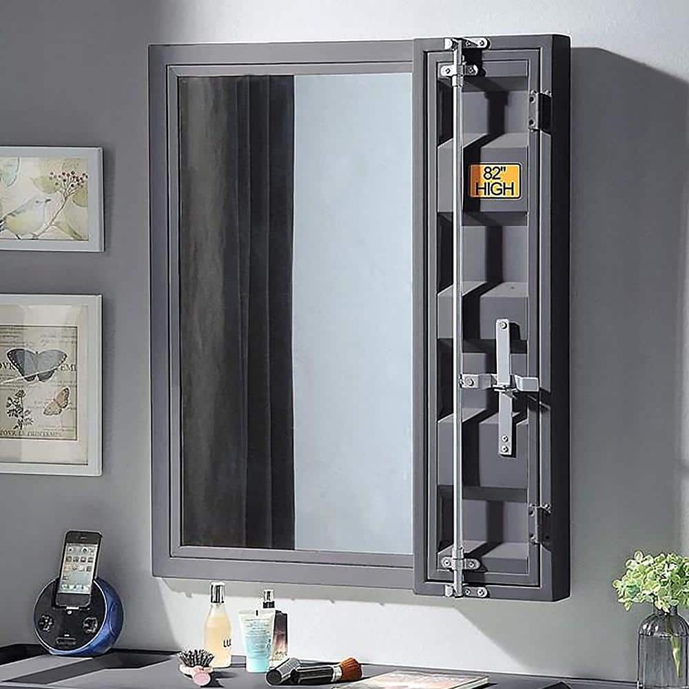 Gunmetal Rectangular Metal Nursery Vanity Mirror