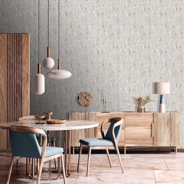 Spry Flower Cashmere Blue Wallpaper