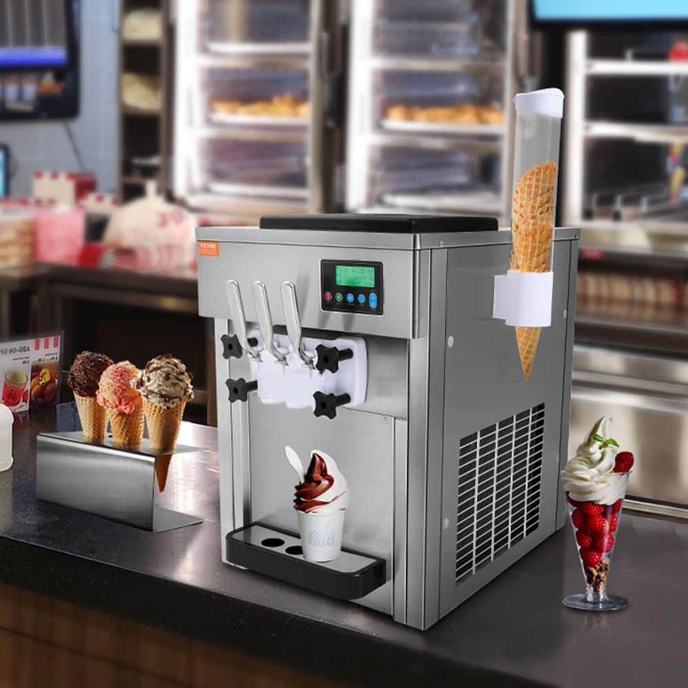 Silver Stainless Steel Commercial Soft Serve Ice Cream Machine