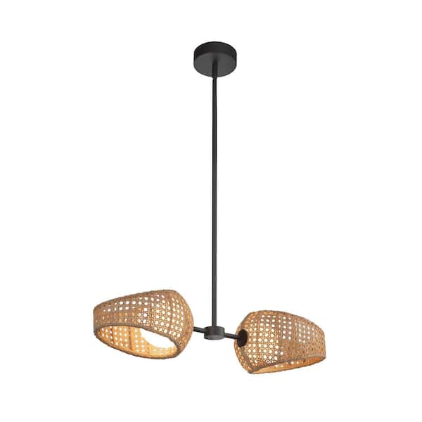 KUZCO Lanai 2 Head 1 Light Black/Opal Glass Integrated LED Pendant Light