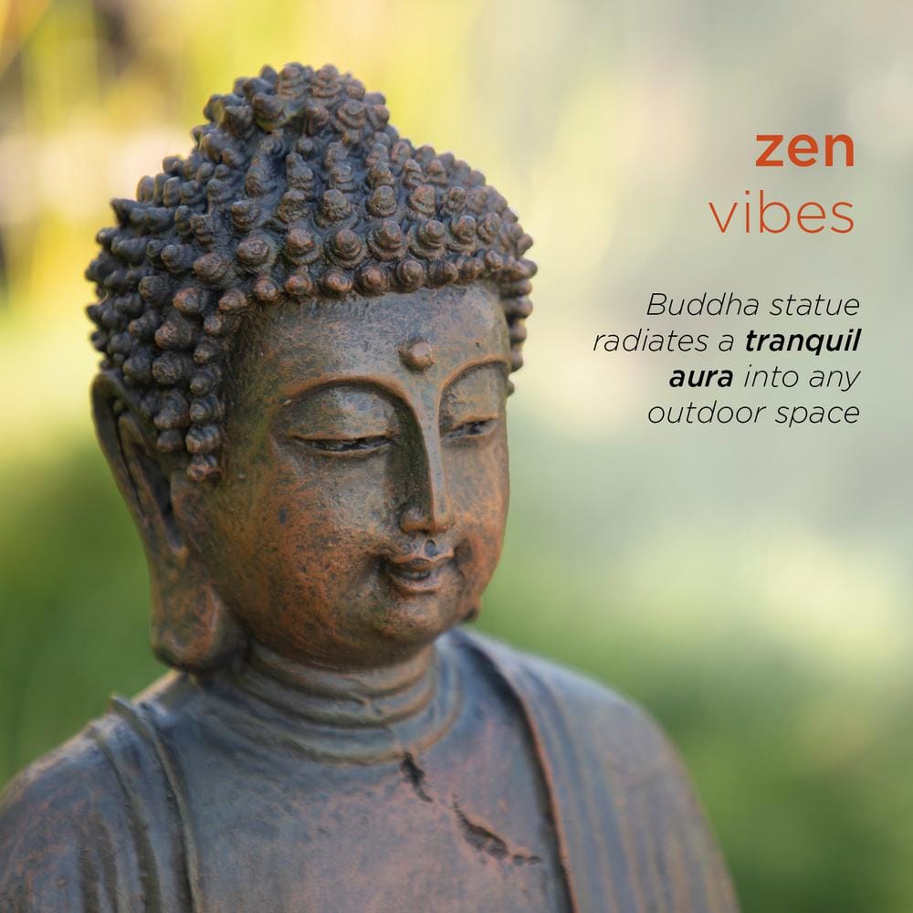 15" Aged Bronze Meditating Buddha Statue for Indoor/Outdoor Decor