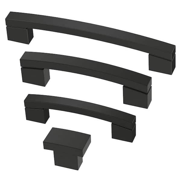 Bold Arch Dual Mount 3 or 3-3/4 in. (76/96 mm) Modern Matte Black Cabinet Drawer Pull