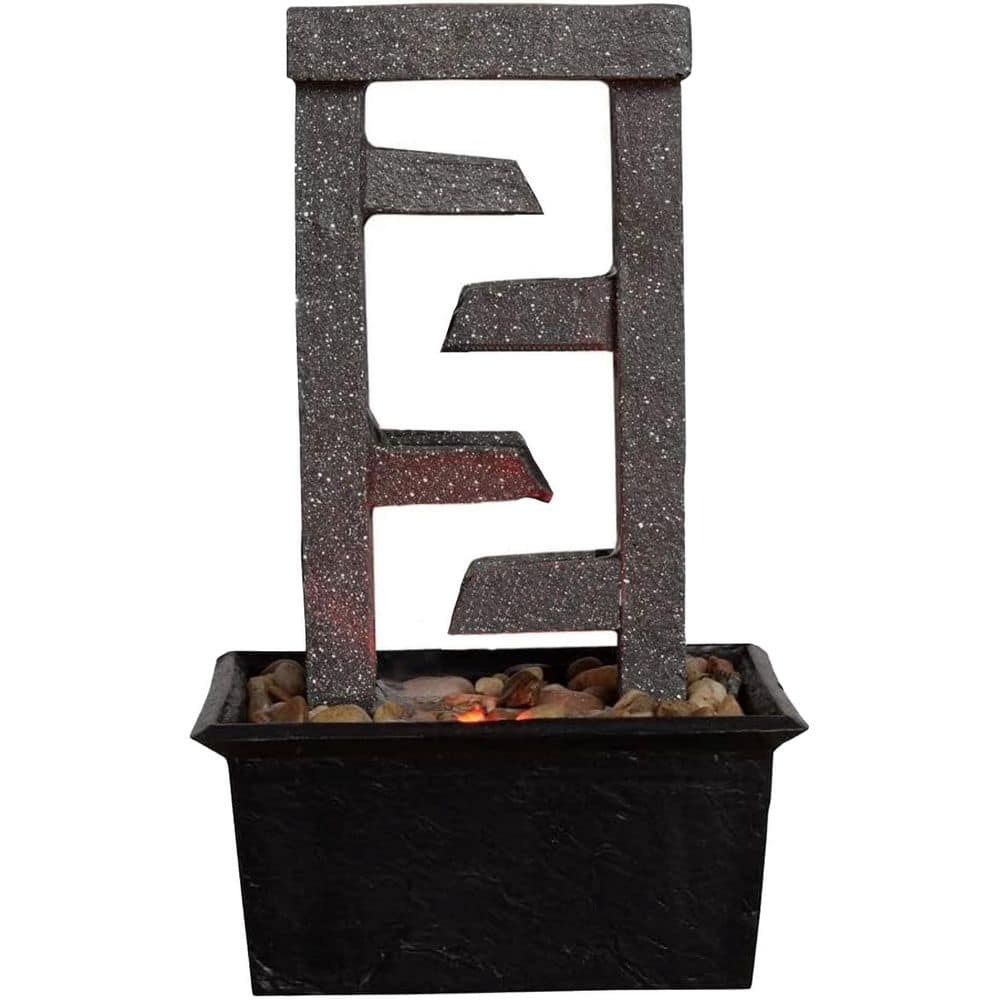 10 in. H 4-Tier Cascading Rectangle Indoor Fountain with LED Lights and River Rocks price history on PriceWatchPro