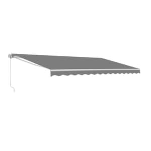 10 ft. Motorized UV Polyester Retractable Patio Awning in Grey