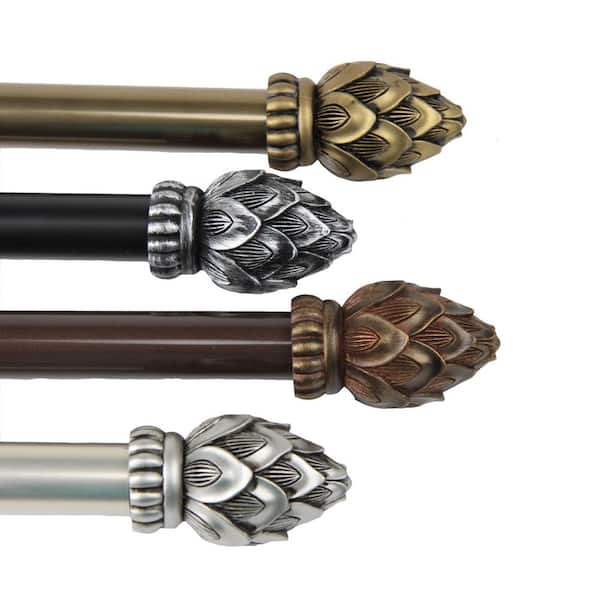 Rod Desyne 18 in. - 28 in. Telescoping Single Curtain Rod Kit in Black with Bud Finial