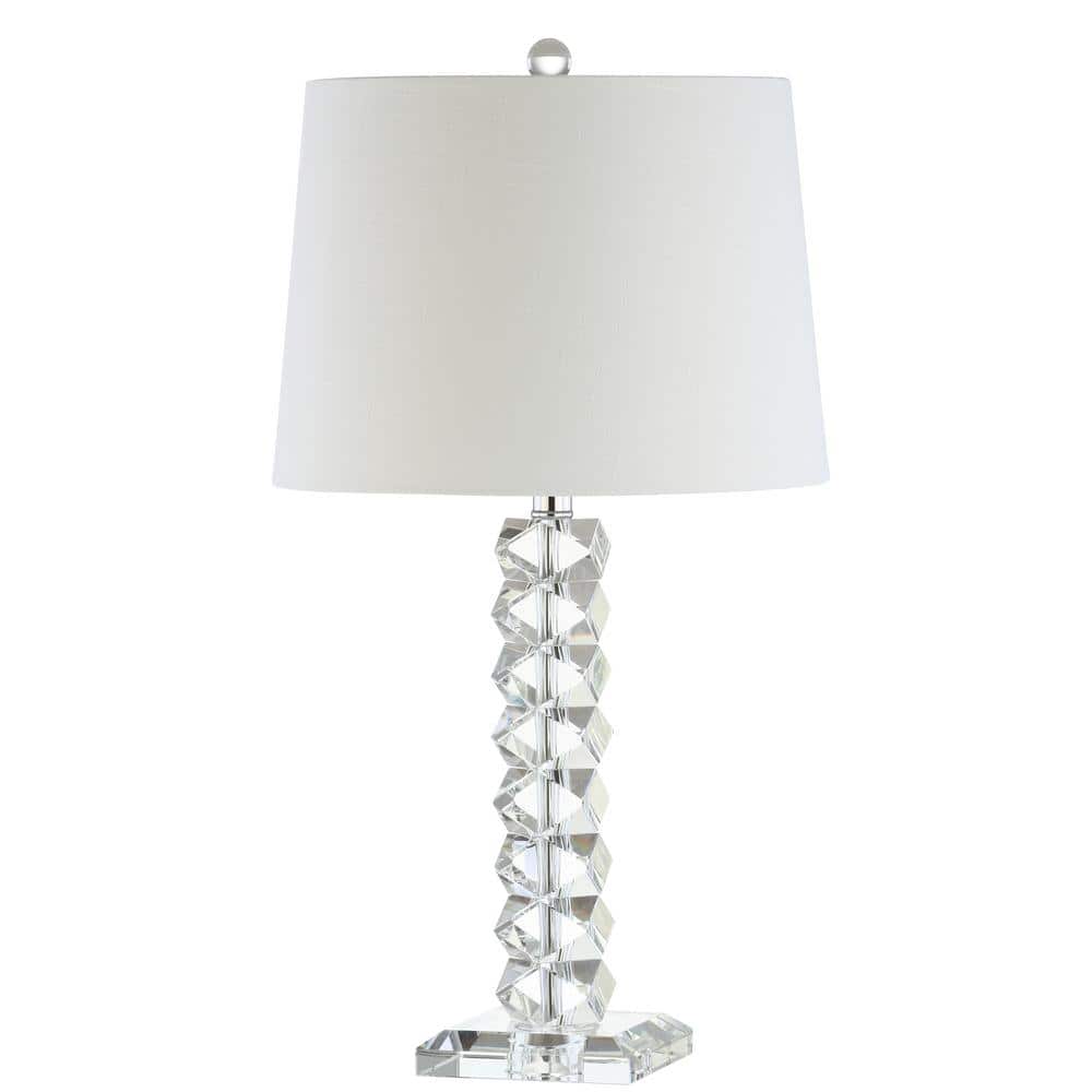 Julia 25.5" Clear Crystal LED Table Lamp with White Shade