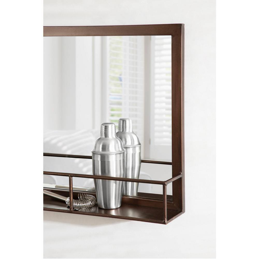 Sophisticated Bronze Rectangular Vanity Mirror with Shelf