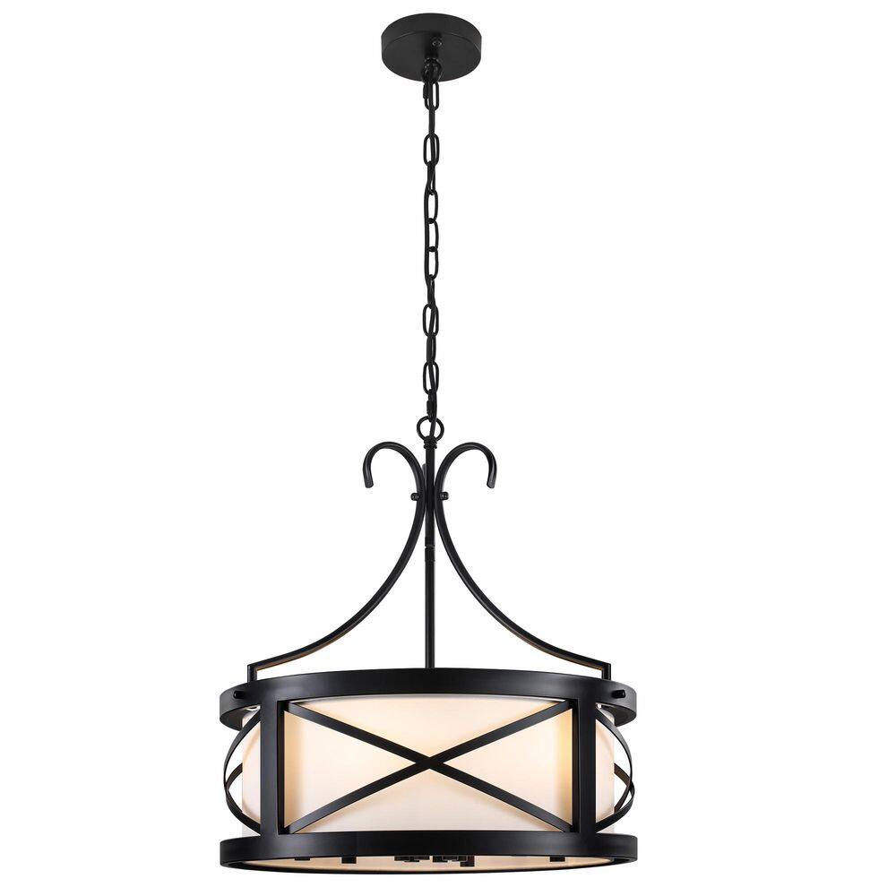 6-Light Modern Black Drum Chandelier with Fabric Shade for Kitchen Island and Dining Room price history on PriceWatchPro