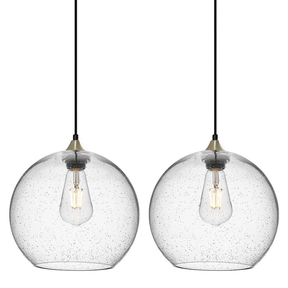 Home Lighting ‎60-Watts 1 Light 9. 84 in. Clear Glass Pendant Light for Kitchen Island, No Bulbs Included, 2-Pack price history on PriceWatchPro