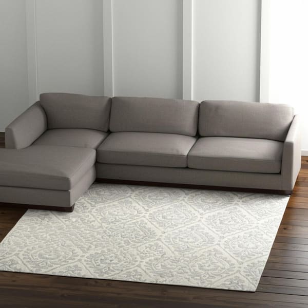 Gray 8 x 10 ft. Tufted Floral Rectangle Indoor Area Rug