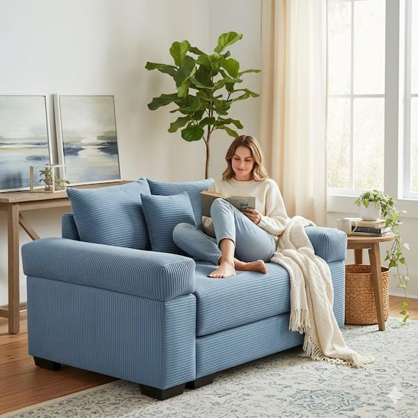 Homy Casa ZCHYJH 54.3 in. Pillow Top Arm Corduroy Curved