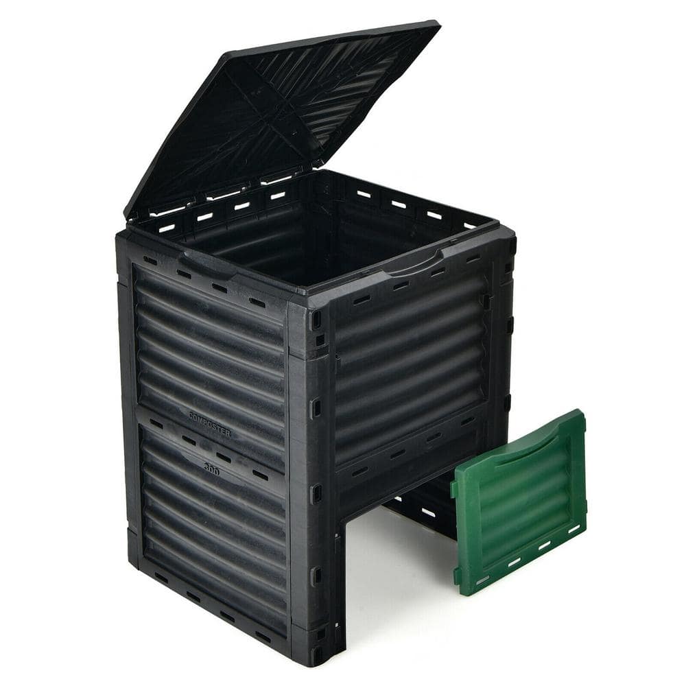 EJWOX Large Garden Compost bin, 80 Gal(300 L) Black/Green Door – EJWOX  Products Inc