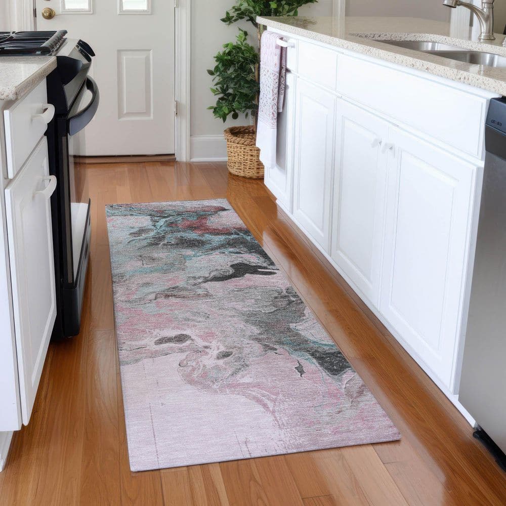 Mayfield Premium Machine Washable Abstract AMF1688 Pink 2 ft. 3 in. x 7 ft. 6 in. Runner Rug price history on PriceWatchPro