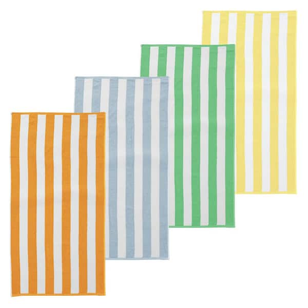 FRESHFOLDS Multi-Colored Cotton 4 Pack Premium Cabana Beach Towels ...