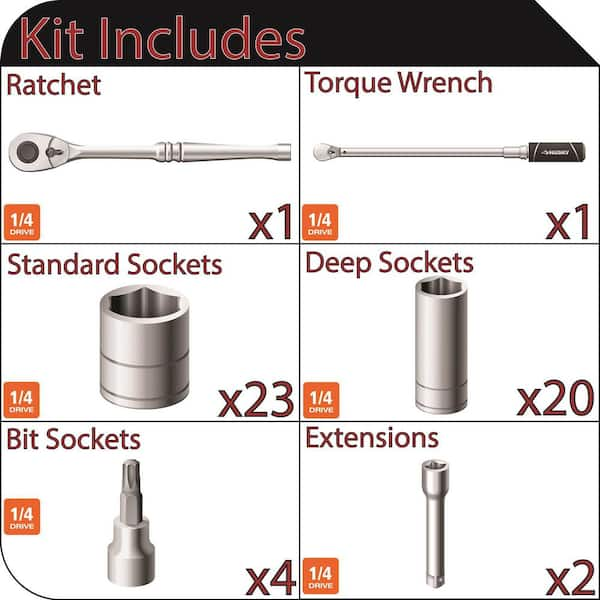 1/4 in. Drive Mechanics Tool Set with Drive Torque Wrench (51-Piece)