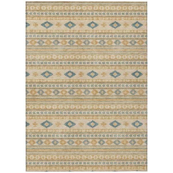 Chantille Machine Washable Indoor/Outdoor Abstract ACN3124 Wheat 5 ft. x 7 ft. 6 in. Area Rug