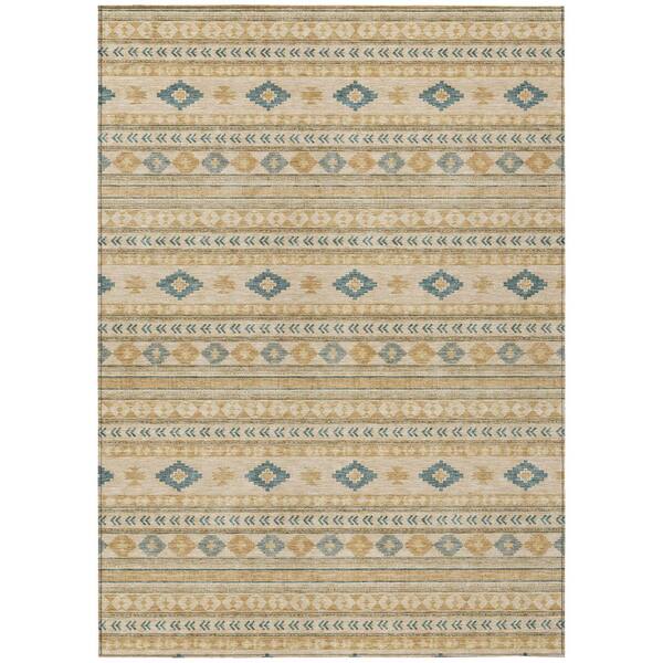 Chantille Machine Washable Indoor/Outdoor Abstract ACN3124 Wheat 9 ft. x 12 ft. Area Rug