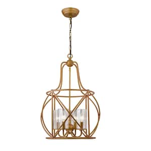 Preya 4-Light Gold Schoolhouse Chandelier for Dining/Living Room, Bedroom with No Bulbs Included