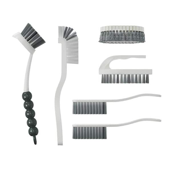 Cleaning Brush Set for Kitchen and Bathroom Household Use with Various Brushes for Dishes, Tiles, Corners, Floors 6-Pack