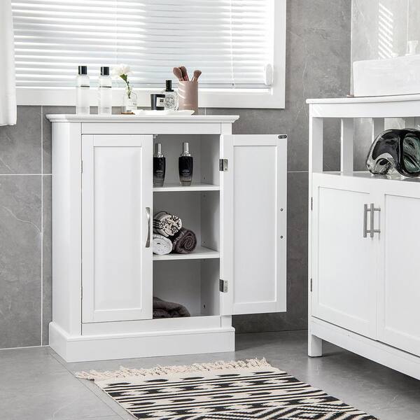 2-Door Freestanding Bathroom Cabinet with Drawer and Adjustable Shelf -  Costway