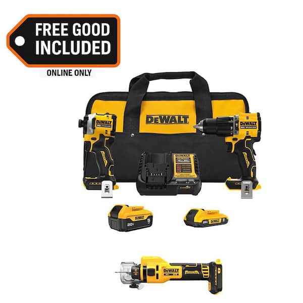 ATOMIC 20V Lithium-Ion Cordless 2-Tool Combo Kit and Cordless Drywall Cut-Out Tool with 5 Ah & 2 Ah Batteries & Charger