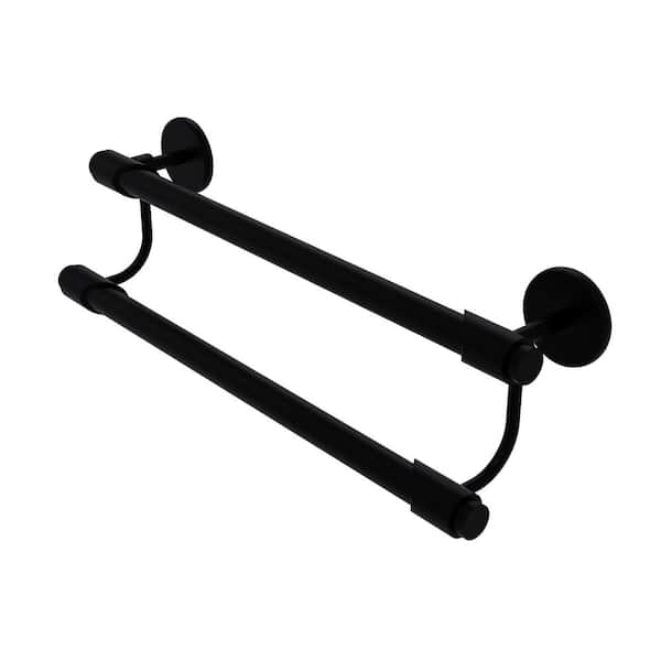 Allied Brass Tribecca Collection 18 in. Wall Mounted Double Towel Bar in Matte Black