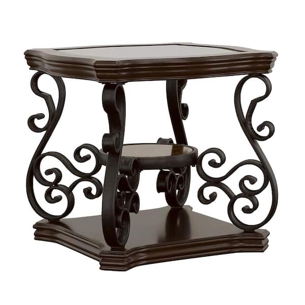 Coaster Laney 24.5 in. Deep Merlot Square Glass Top End Table with 1 Shelf