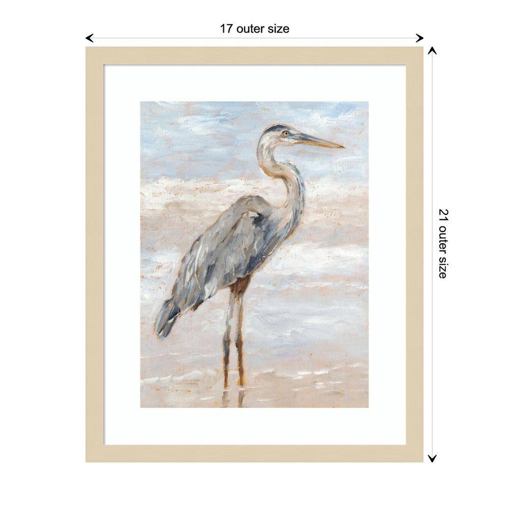 Beach Heron I Framed Giclee Print in Svelte Natural