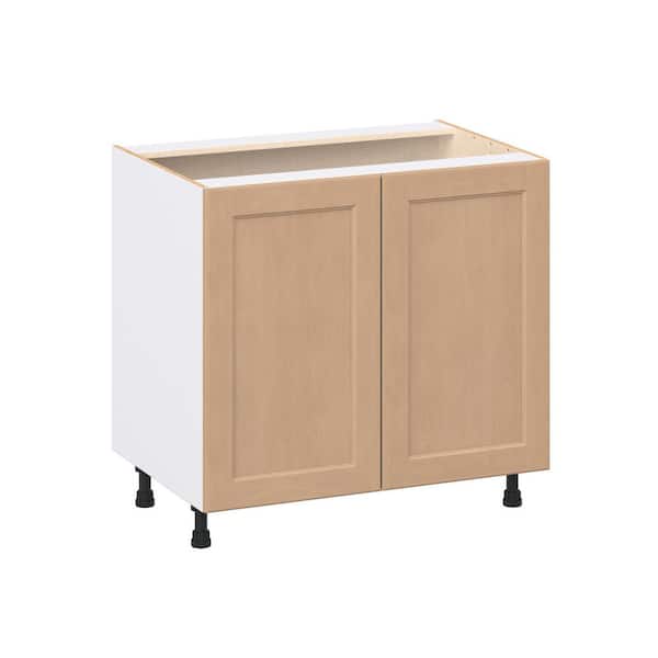 Lakewood 36 in. W x 24.5 in. D x 34.5 in. H Assembled Shaker Base Kitchen Cabinet in Sugar Cookie with 3-Inner Drawers