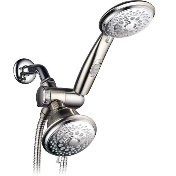 Hotel Spa 30-spray 4 in. Dual Shower Head and Handheld Shower Head in Chrome/Brushed Nickel