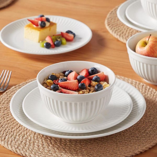 MALACASA 12-Piece White Porcelain Dinnerware Set Service for 4