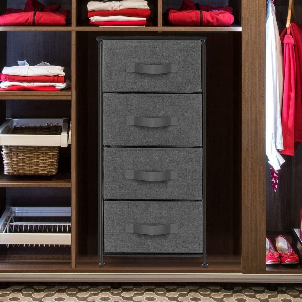 Black and Charcoal Tall 4-Drawer Storage Dresser