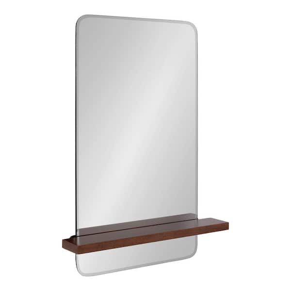 Kate and Laurel Fossett 30.00 in. H x 22.00 in. W Transitional Rectangle Frameless Walnut Brown Mirror
