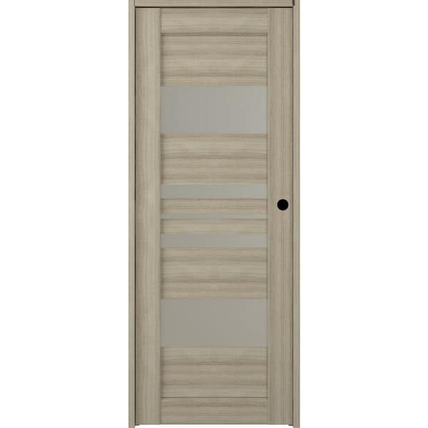 Belldinni Romi 32 in. x 80 in. Shambor Left-Hand Solid Core 5-Lite Frosted Glass Wood Composite Single Prehung Interior Door