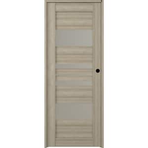 Romi 24 in. x 80 in. Shambor Left-Hand Solid Core 5-Lite Frosted Glass Wood Composite Single Prehung Interior Door